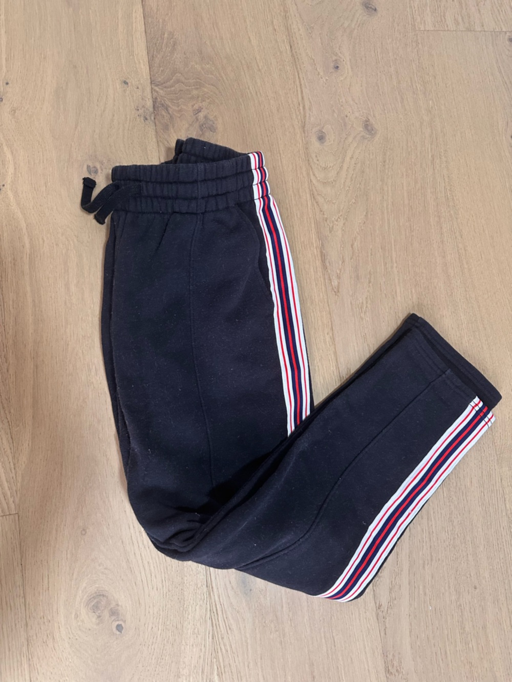 Women’s TNA Black Sweat Pants with Red & White Side Stripe